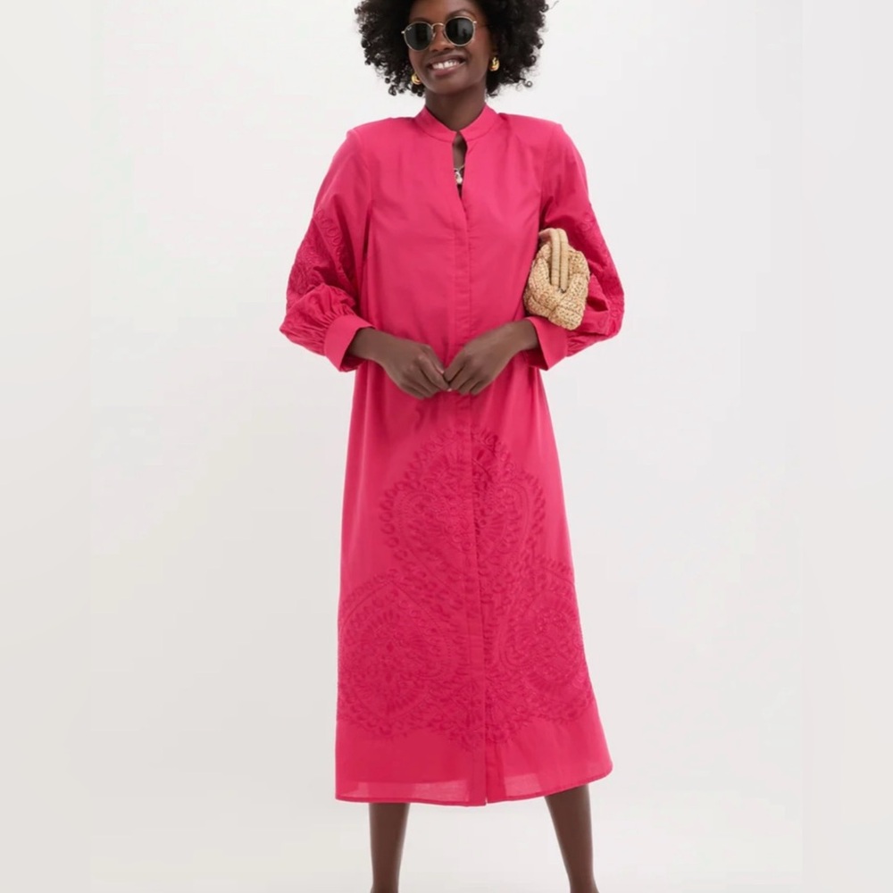 Tuckernuck Hyacinth House Wisteria Caftan Guava Pink - Picture 2 of 9